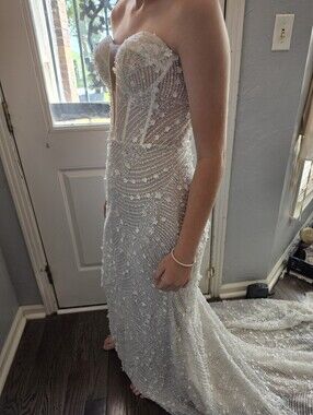 Colby John Strapless White Beaded Wedding Dress